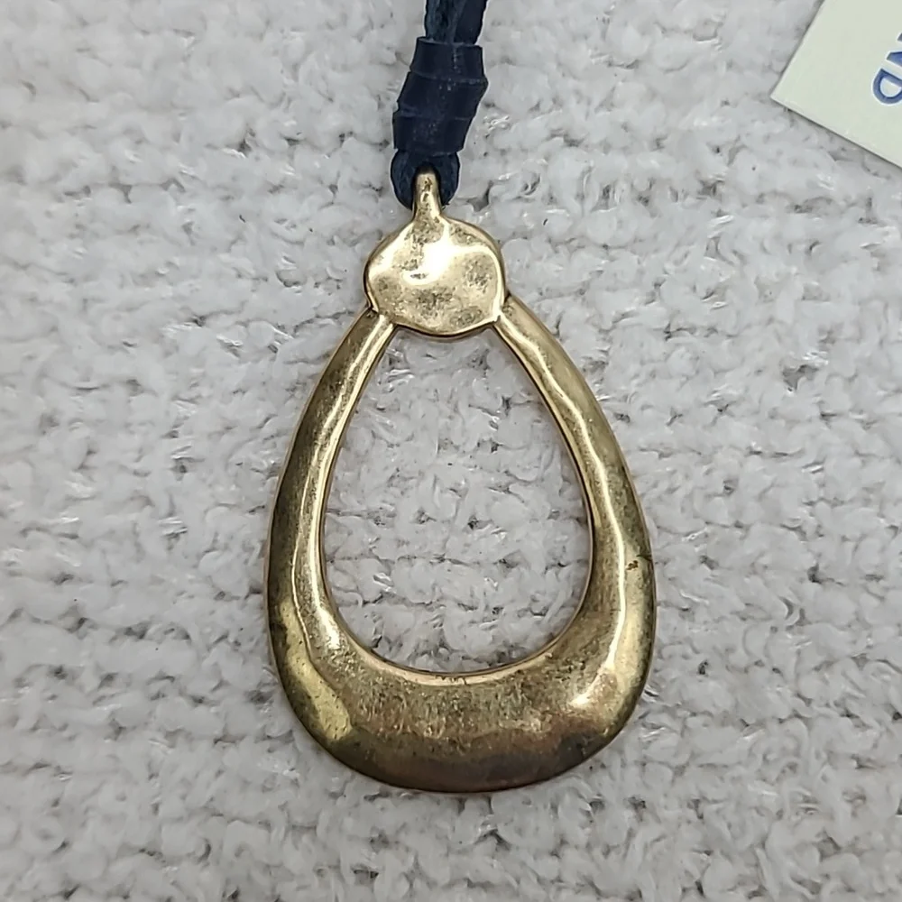 Lucky Brand Boho Western Semi Precious Gold-Tone Teardrop Pendant Necklace NWT